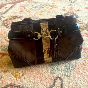 Dark brown Coach Signature handbag
